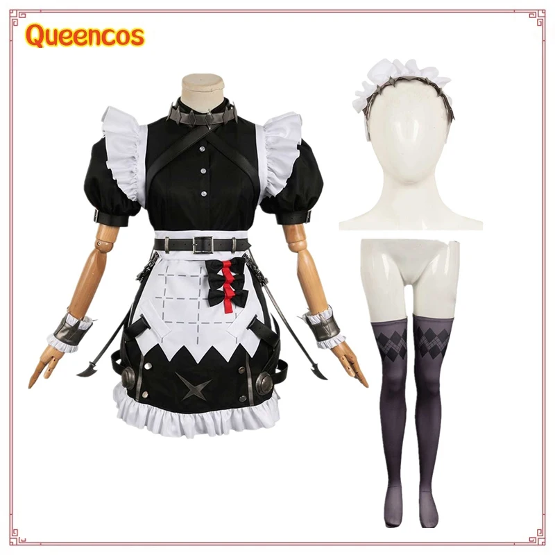 

Ellen Black Shark Maid Uniform Cosplay Costume Disguise Suit Halloween Carnival Party Fantasia Dress for Adult Women