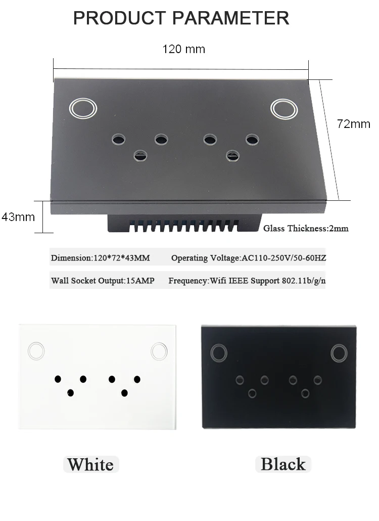 Imagem -05 - Zigbee-inwall Dual Socket Sets 118 tipo Caixa de Montagem 15a Eletricidade Estatística Timmer Painel de Cristal Iisrael