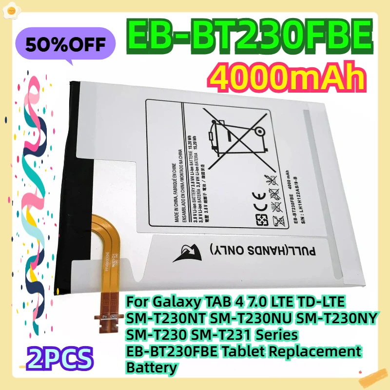 

For Galaxy TAB 4 7.0 LTE TD-LTE SM-T230NT SM-T230NU SM-T230NY SM-T230 SM-T231 Series EB-BT230FBE Tablet Replacement Battery