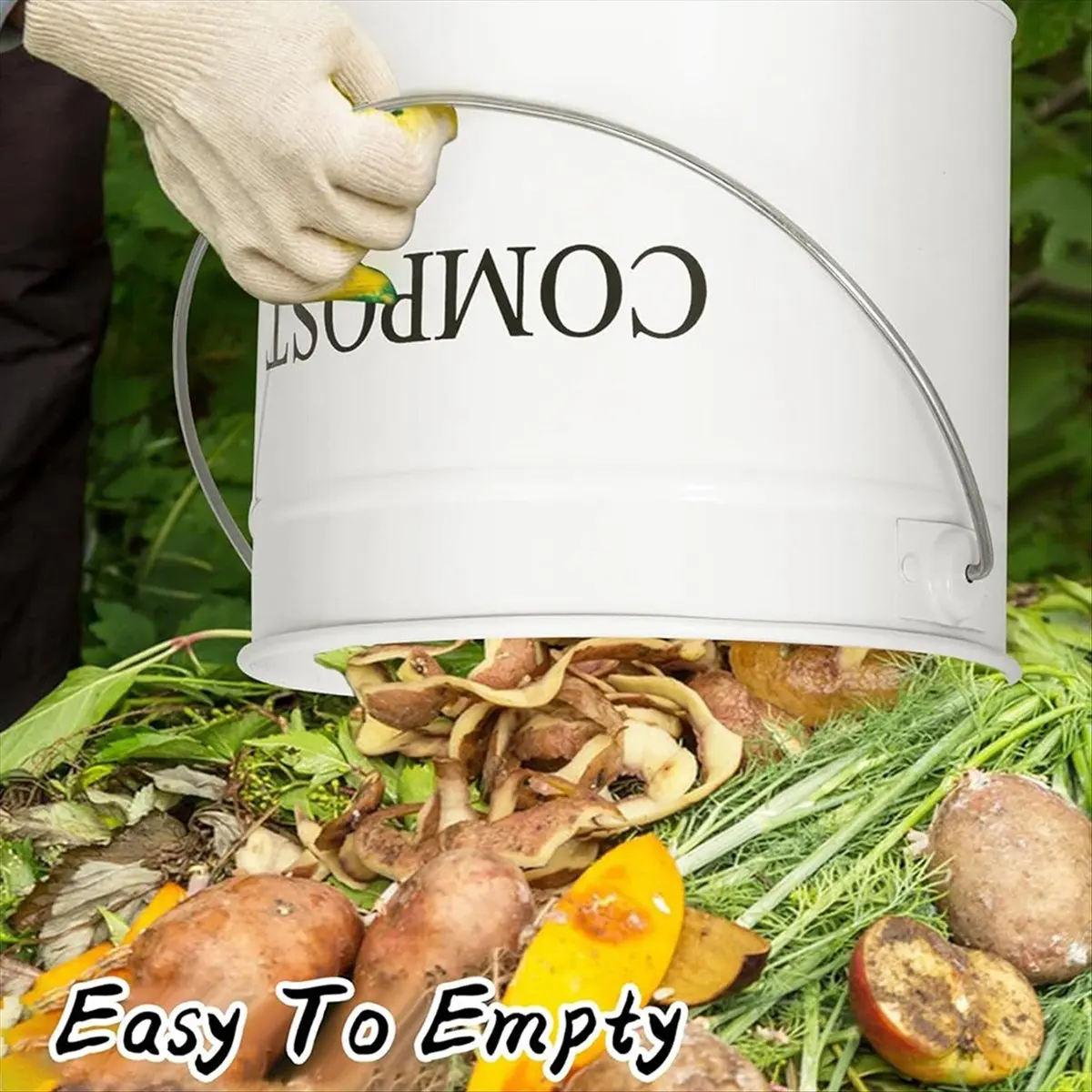 

AA77 Kitchen Compost Bin for Kitchen Countertop, 1Gallon Compost Bucket for Kitchen with Lid, White