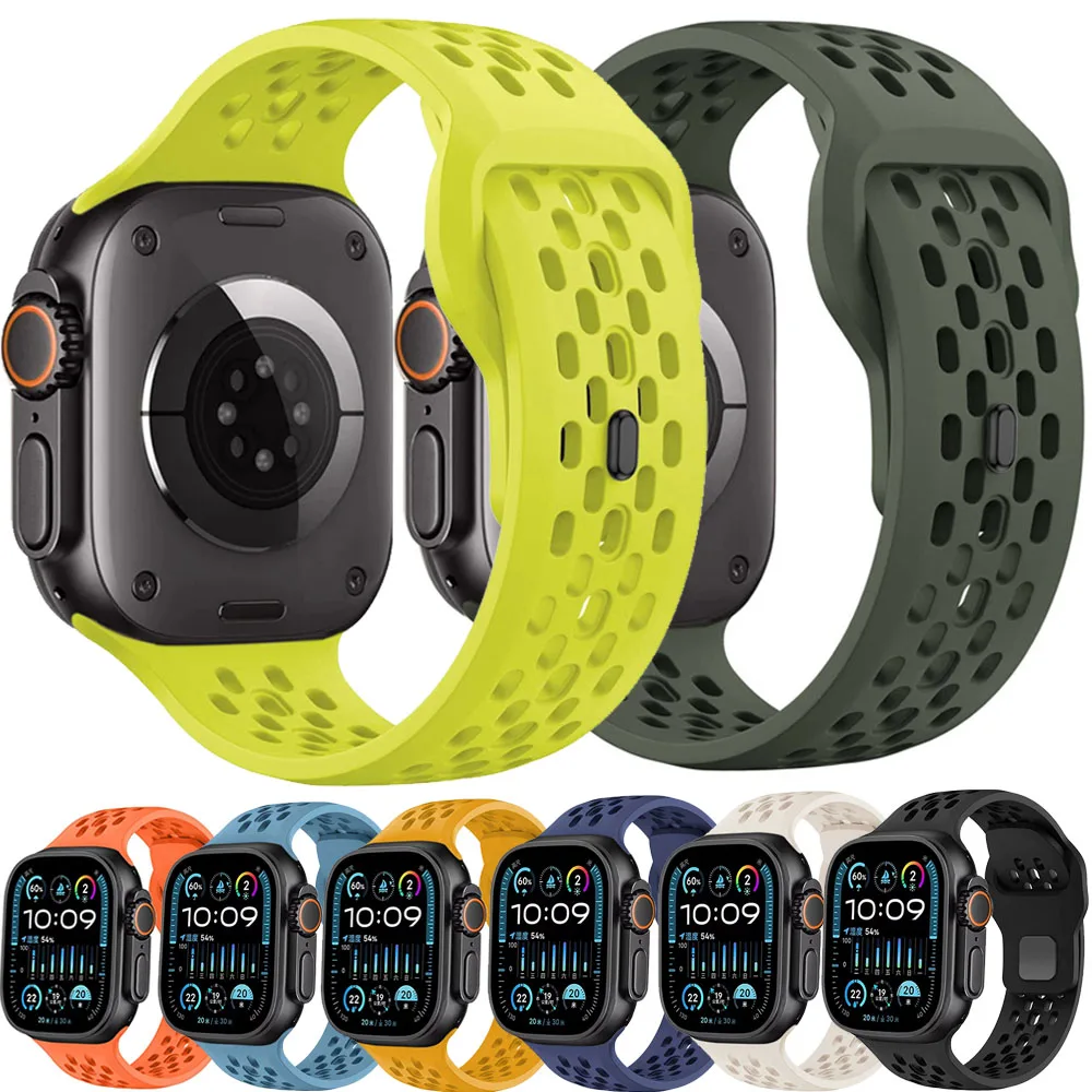 

Silicone Band for Apple Watch Strap 46mm 45mm 41mm 44mm 49mm 42mm Bracelet Correa for Iwatch Series 11 10 9 8 7 6 5 SE Ultra 2/3