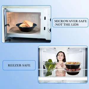 حاوية تحضير الوجبات التي تستخدم لمرة واحدة مع أغطية للبالغين ، صندوق بينتو ، صندوق غداء ، ميكروويف وفريزر آمن ، دائري ، 24 أونصة ، 10 عبوات أفضل 10 صناديق غداء بلاستيكية يمكن التخلص منها مبيعا - No5