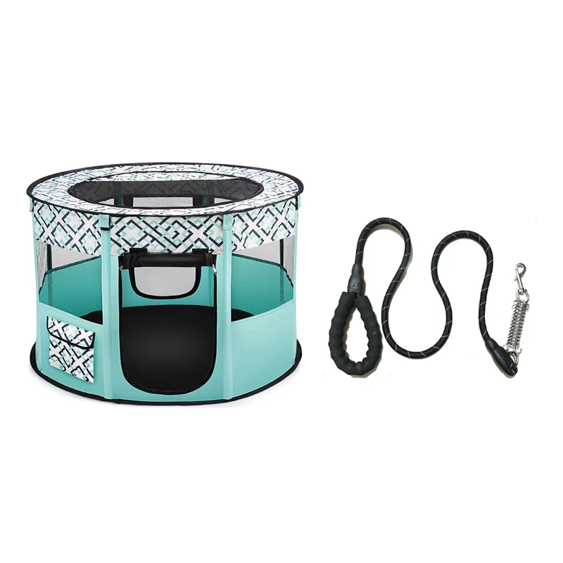 

Foldable Dog Playpen Kennel Tent Pet Playpen Leash For Puppy, Cat, Great For Indoor Outdoor Travel Use With Leash