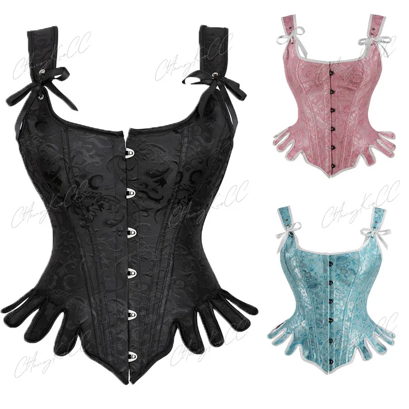 

Renaissance Corset Top Vintage Bustiers Corsets Women Vest Corset Slimming Waist Trainer Modeling Strap Pink Gothic Corselet