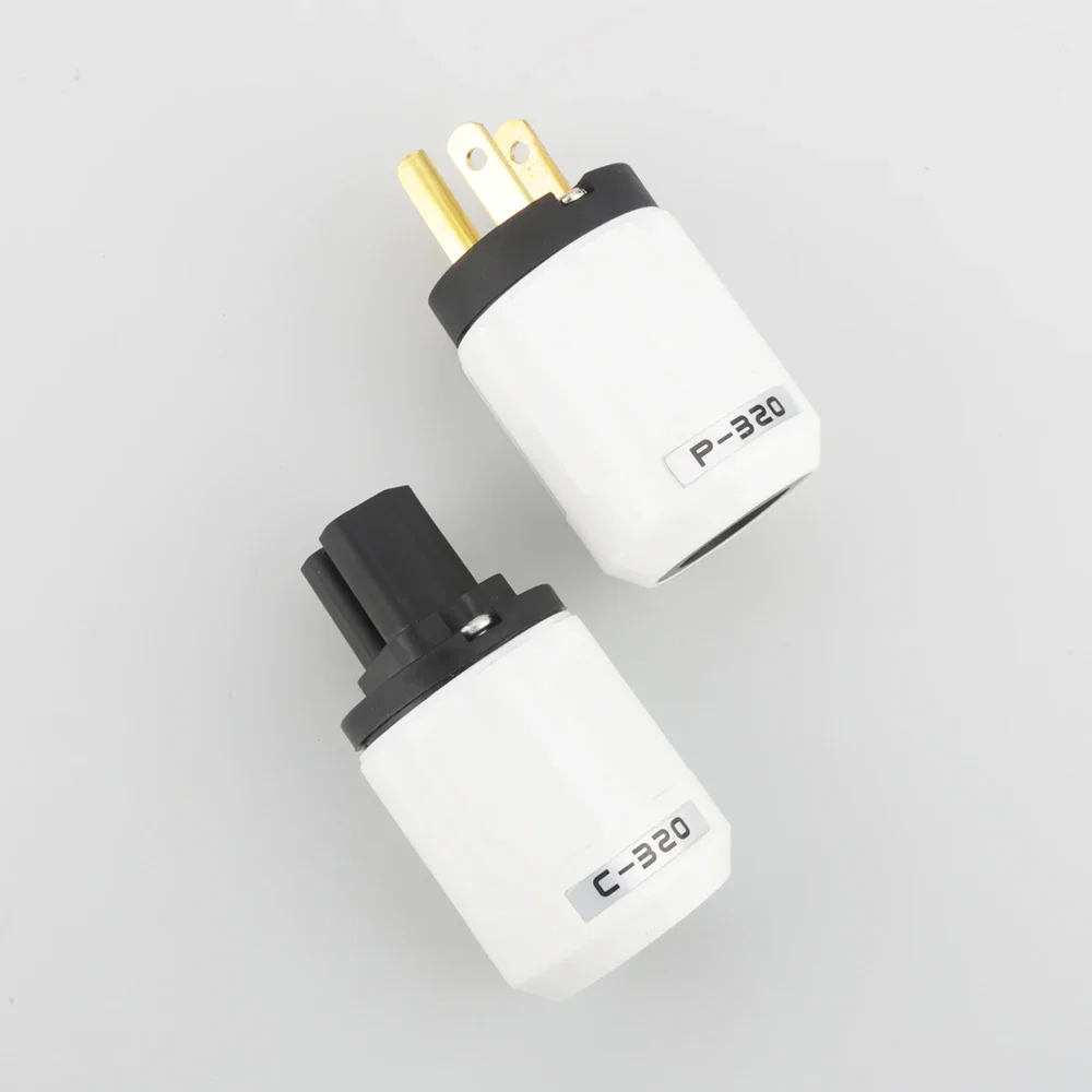 Pair 24k Gold Plated US AC Power Plug +IEC Famale DIY Mains Cable HIFI