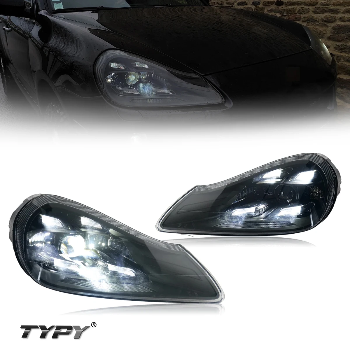 

TYPY Car Lights For 2007-2010 Porsche Cayenne 957 Headlight LED Laser Matrix Front Lamp DRL Auto Accessories Plug Play