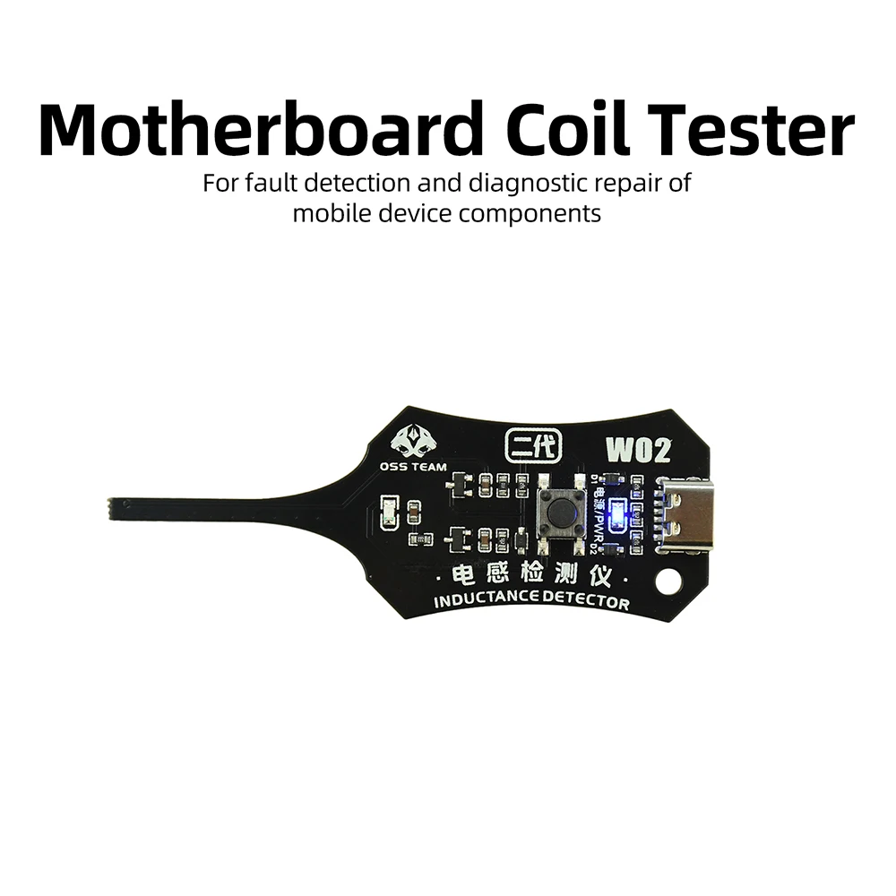 DC 5V Inductance Tester Motherboard Coil Type-C Coil Inductor Fault Detector with Green Light Indicator for Phone PCB Repair