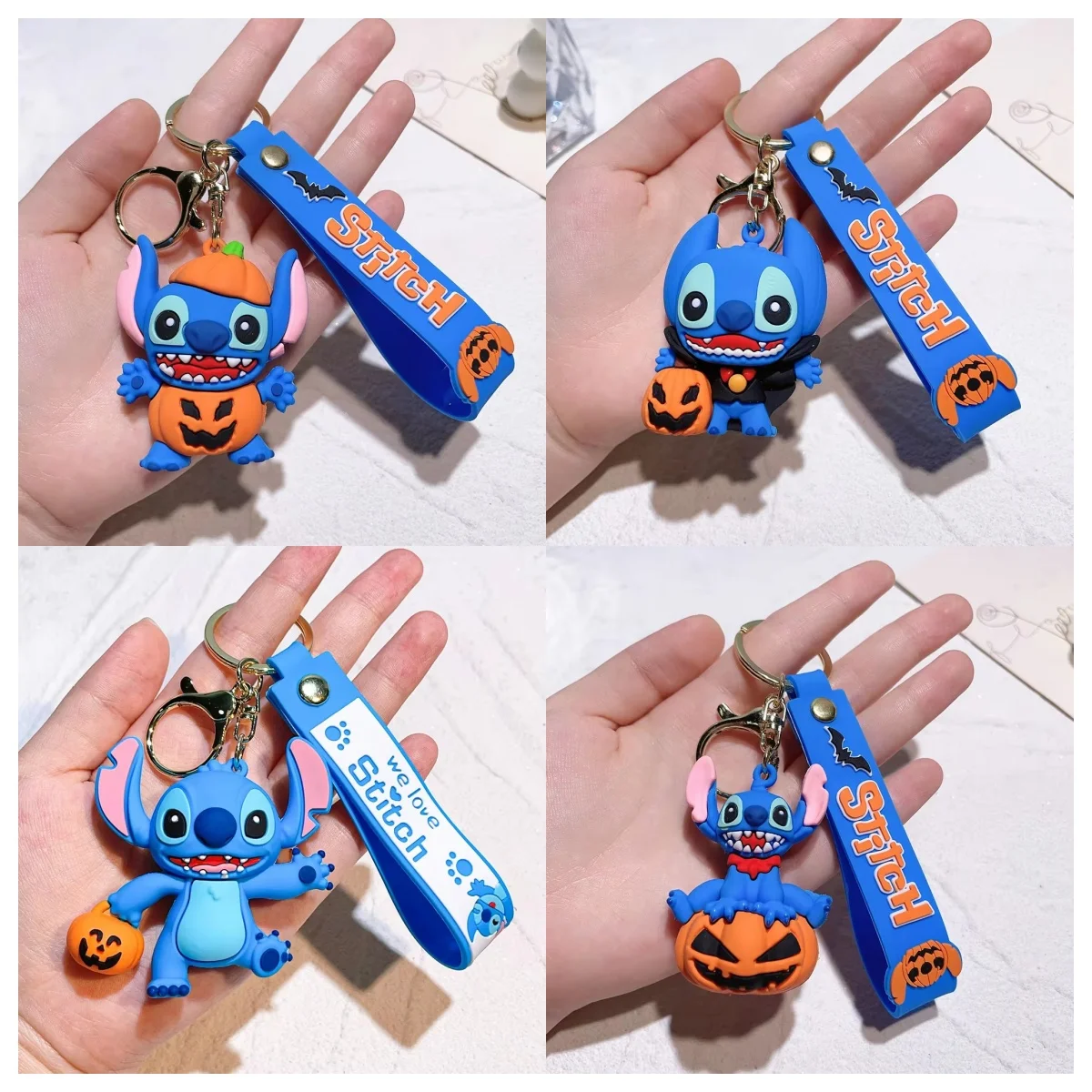 

Anime Disney Cartoon Stitch Keychain Cute Doll Keyring Ornament Accessories Key Chain Car Pendant Kids Halloween Gifts