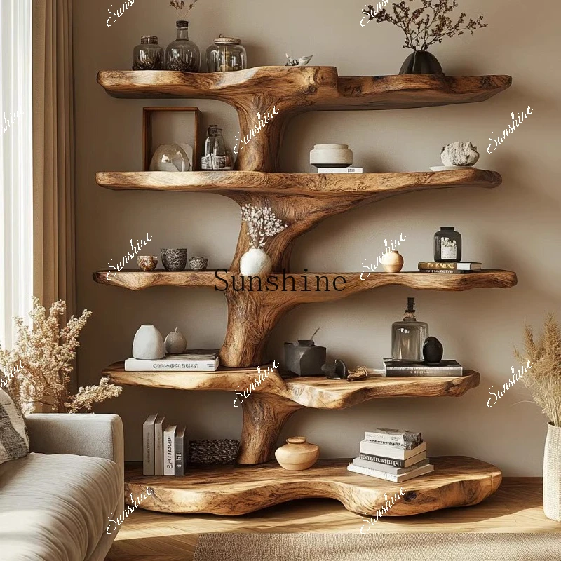 Log wind solid wood floor-to-ceiling retro B & B wabi-sa aesthetic style decorative furniture  FT