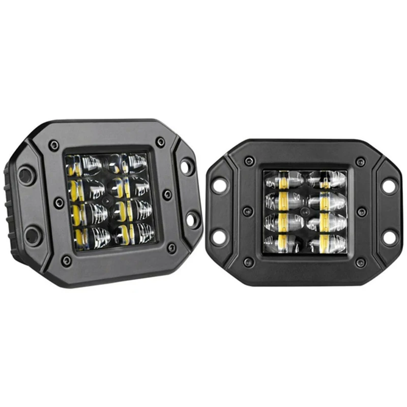 Flush Mount LED Work Lightx2 Bar Rear Bumper Reverse Pods 4-Row Driving Work Light