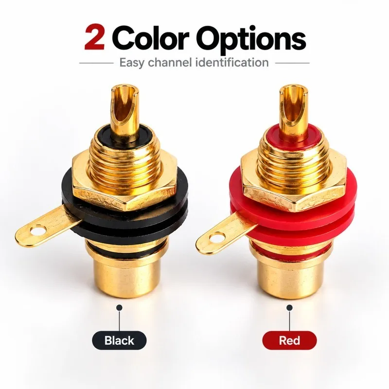 4/1Pcs Chassis Panel Mount Adapter Zinc Alloy Gold Plating Female RCA Jack Connector Accessories RCA Female Plug Audio Socket