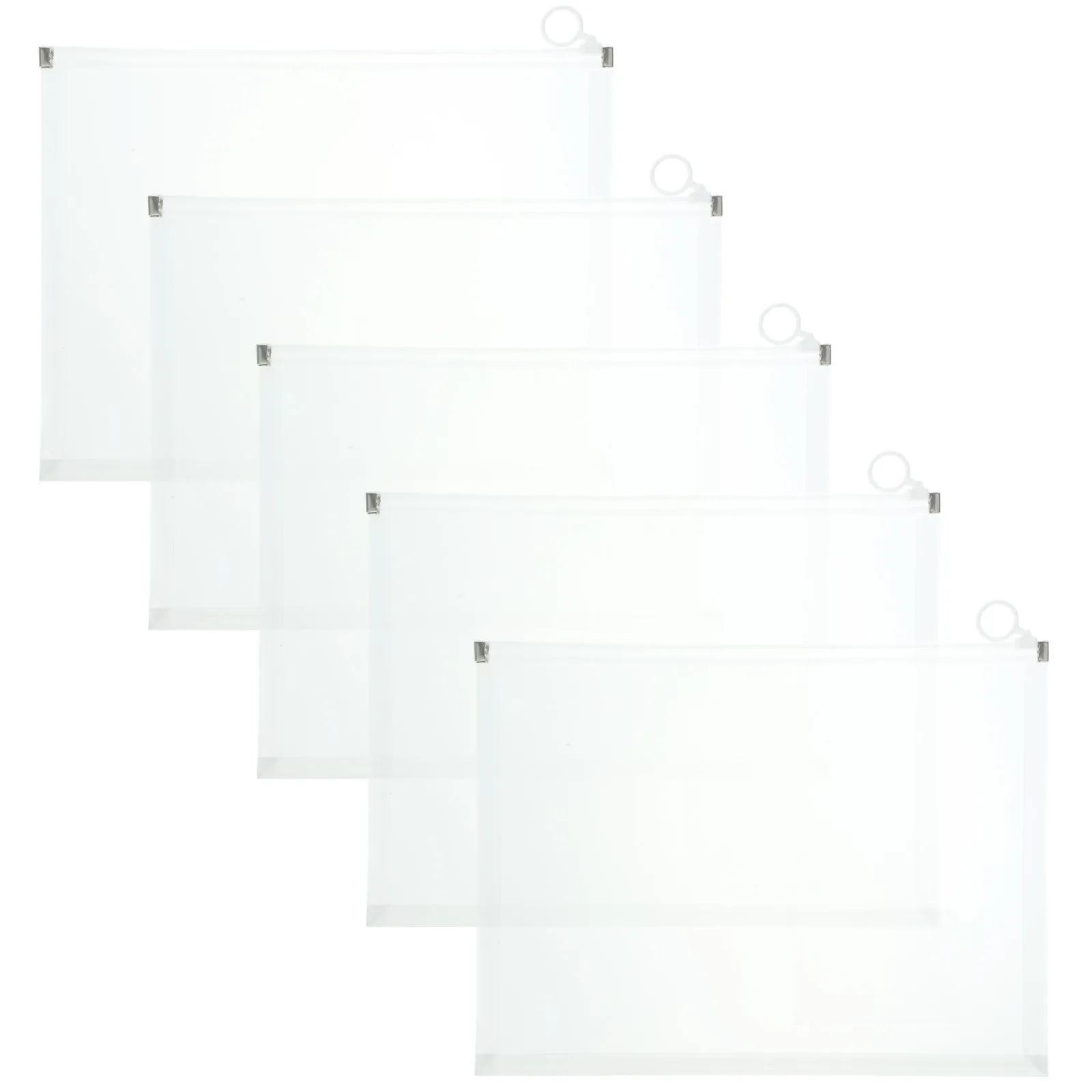 

5pcs A4 File Storage Bags Pp Material Waterproof Document Holder For Office School Use Clear File Pockets Practical Organizers