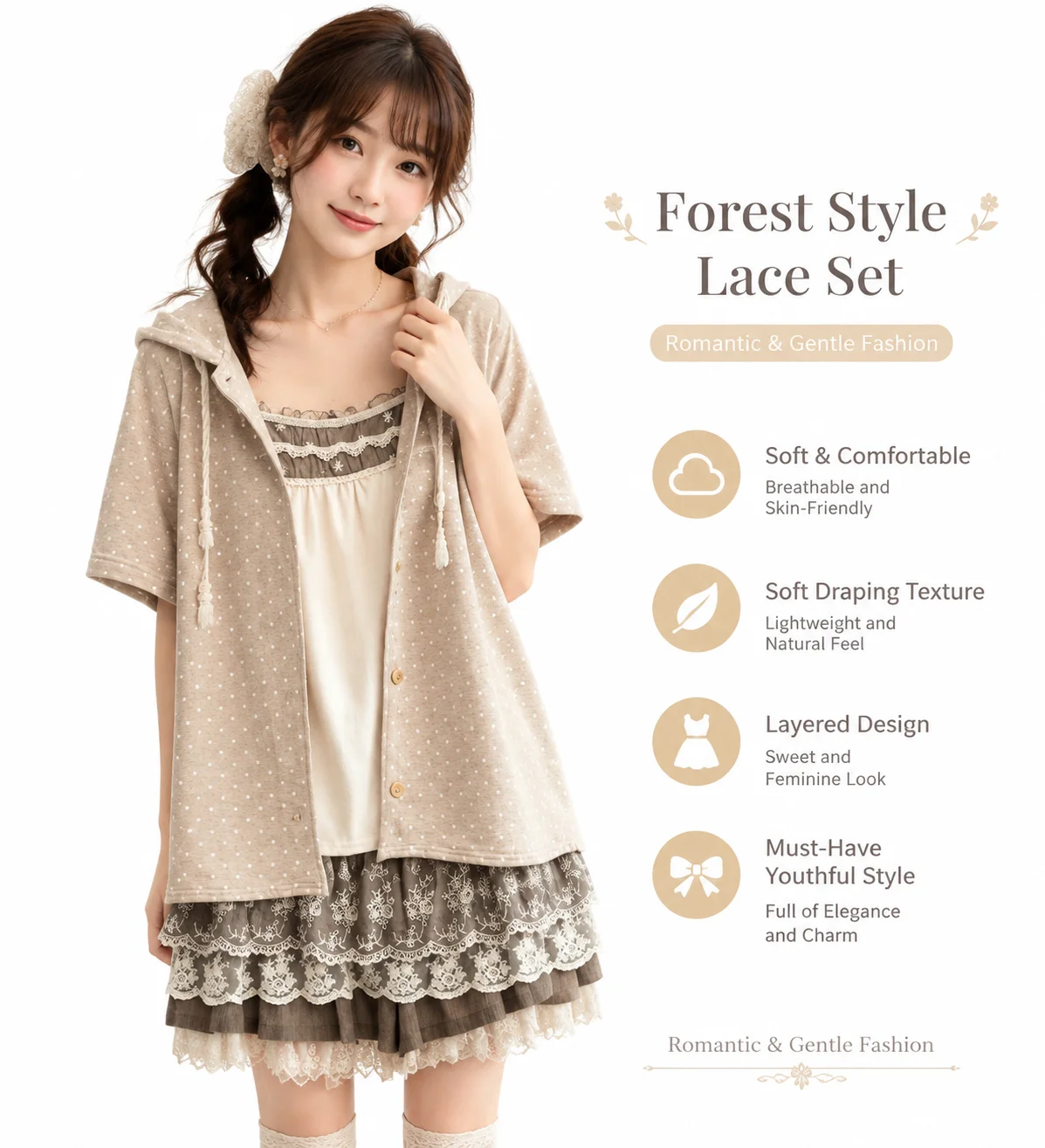 Vintage Japanese Sweet Elegant - Elastic Lace Trim ulasan dan harga
