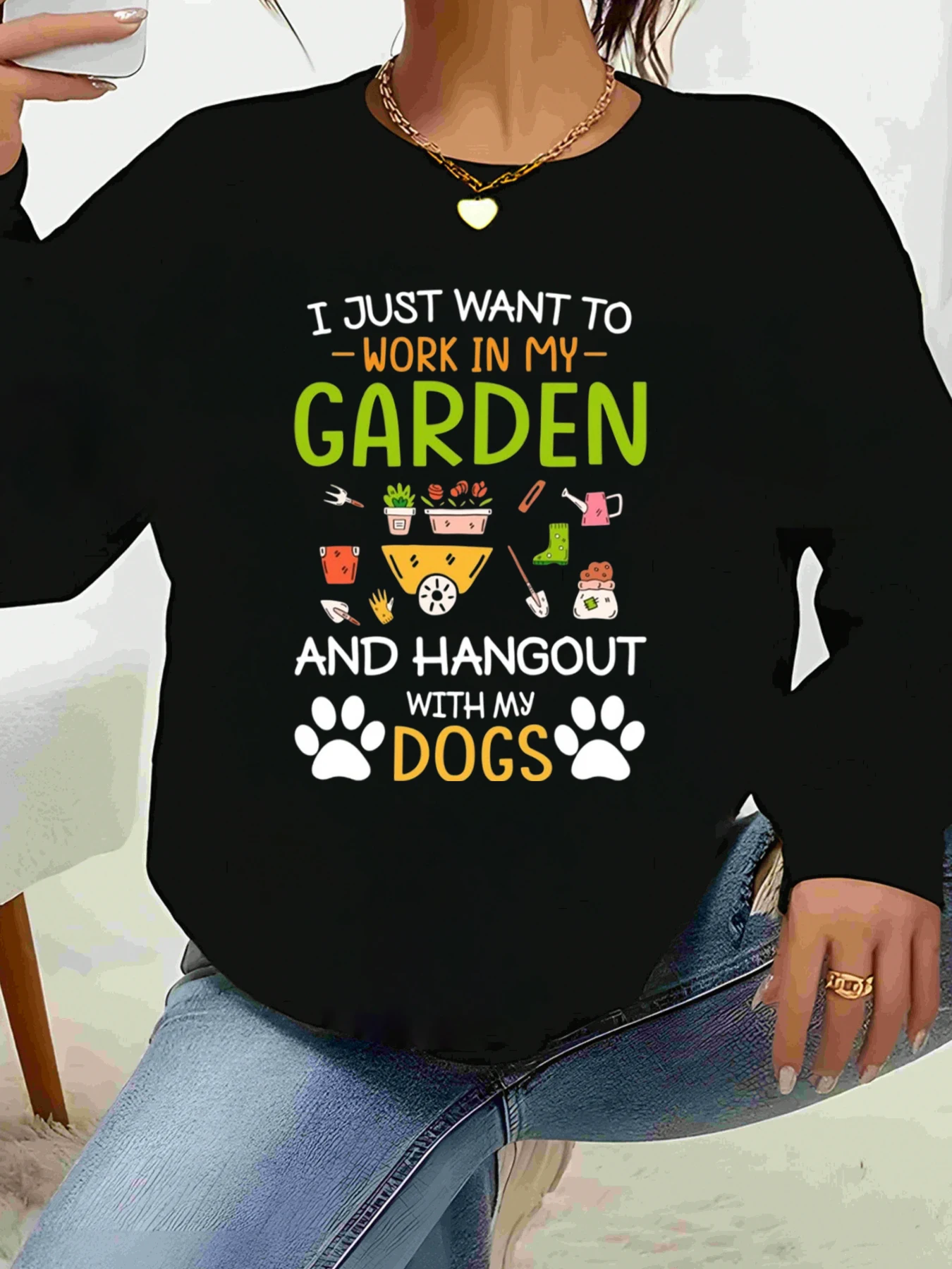 

Толстовка с графическим принтом лапы для сада и собак для женщин, весна-лето, повседневная одежда, подарок для любителей домашних животных на открытом воздухе