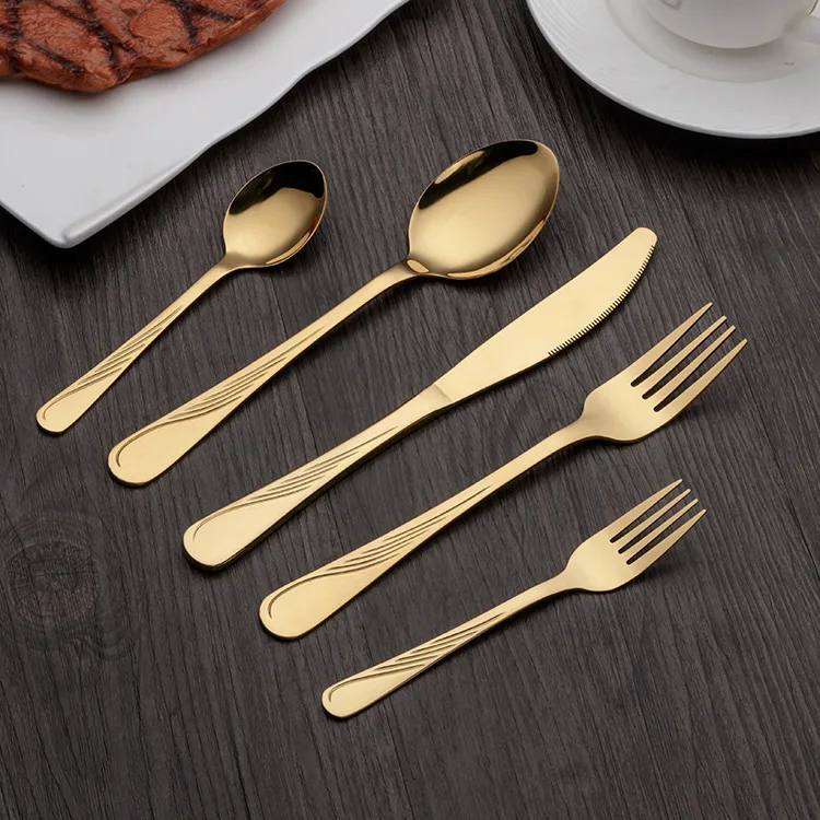 30/24 PCS Gold Spoon Knife Set Cutlery Sets Wedding Tableware Forks Knives Spoons Silverware Travel Cutlery Set Dropshipping