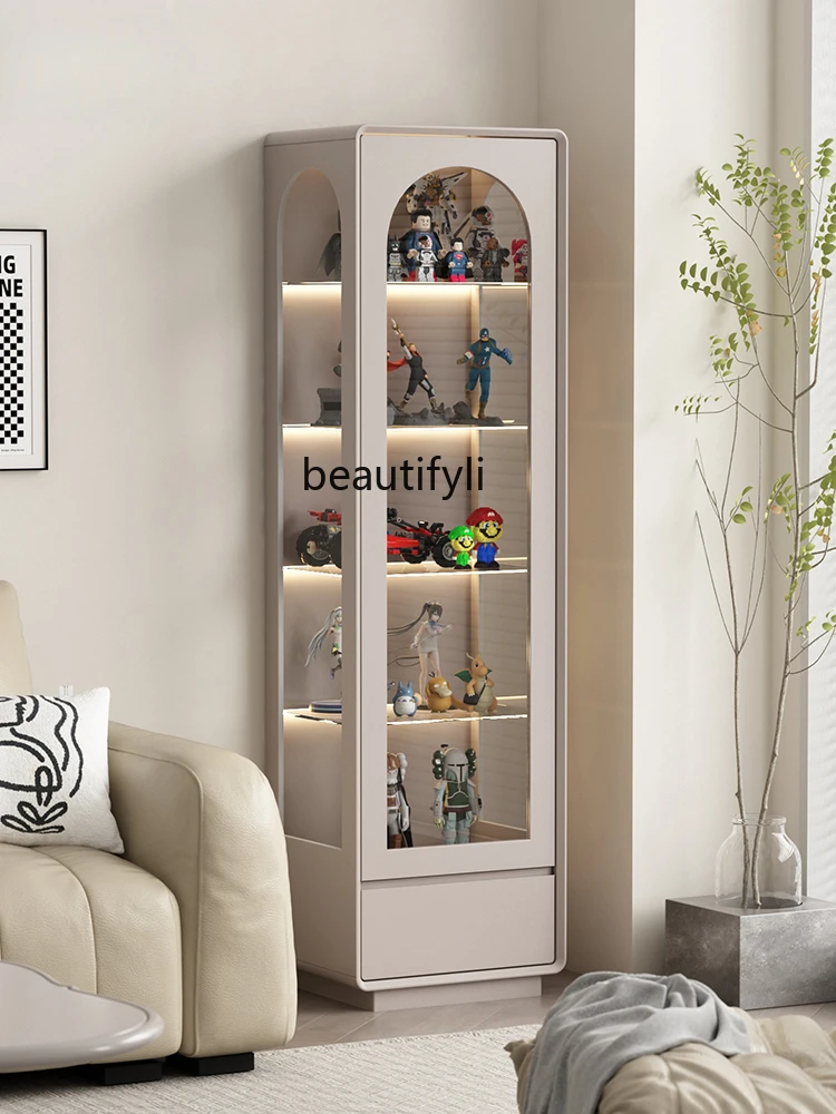 Transparent Glass Door Dustproof Hand-Made Model Display Cabinet Solid Wood Living Room Display Storage Wine Cabinet Home