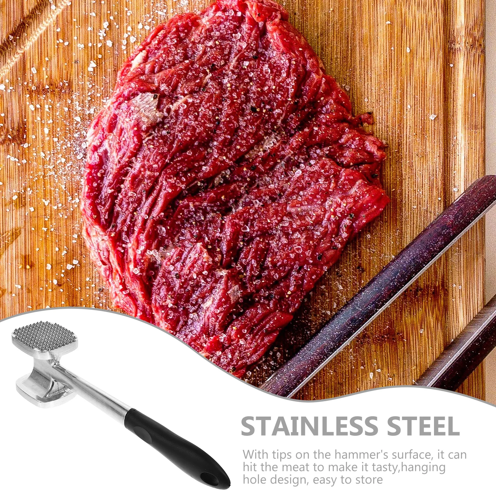 

Meat Tenderizer Dual Sided Hammer Kitchen Tool for Steak Cucumbers Various Meats Long H Rubber Grip Aluminum Cooking