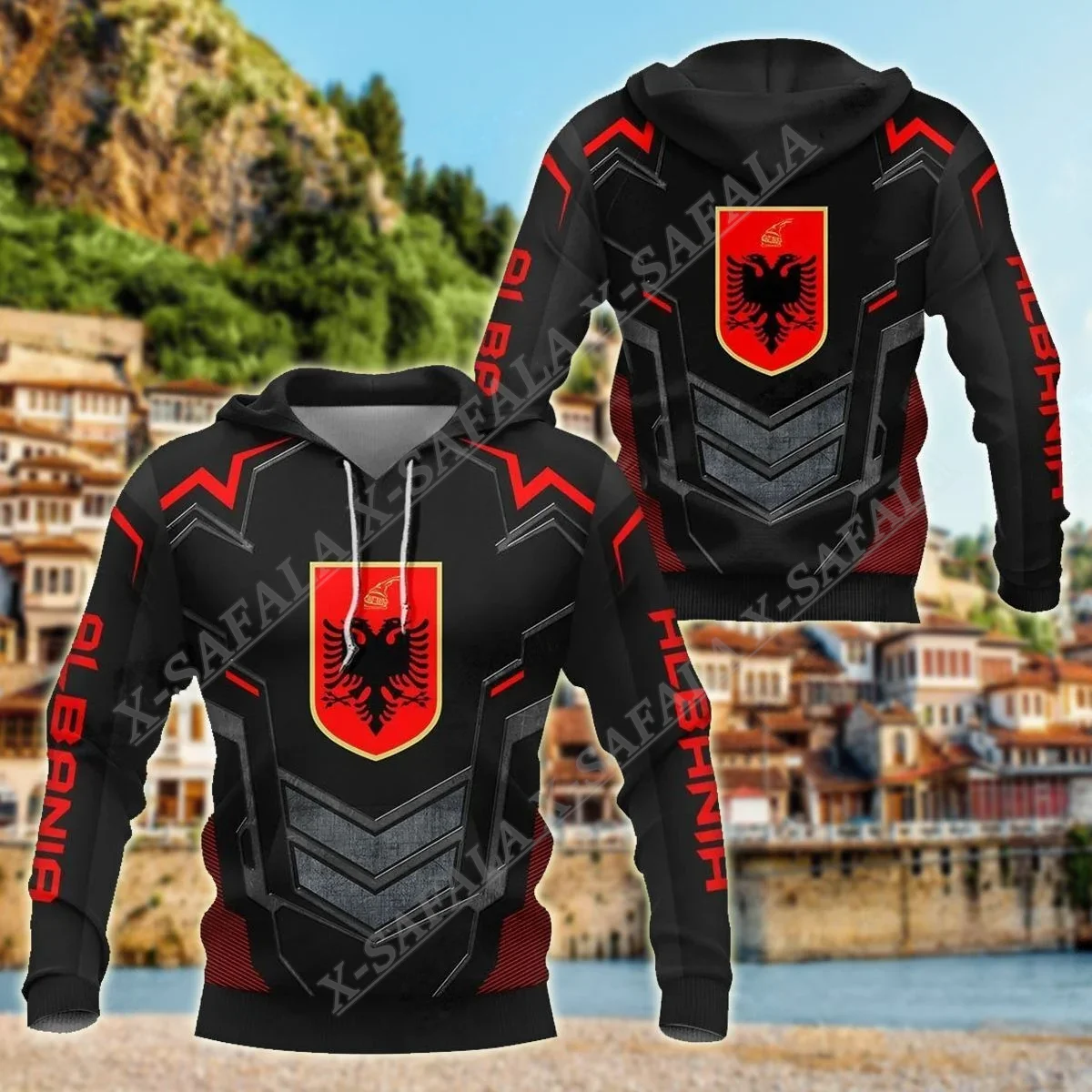 

ALBANIA ARMOR FLAG Coat Of Arms 3D Print Zipper Hoodie Men Pullover Sweatshirts Hooded Jersey Tracksuits Outwear Coat Casual