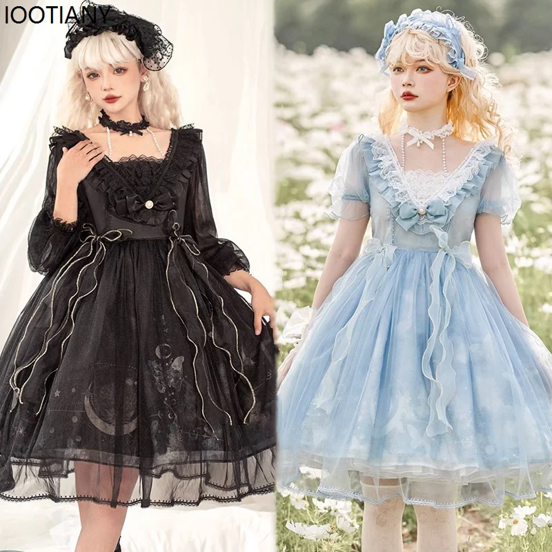 

IOOTIANY Women Sweet Bow Tie Princess Dress Victorian Gothic Retro Lolita Dresses Carnival Party Stage Performance Fancy Dress