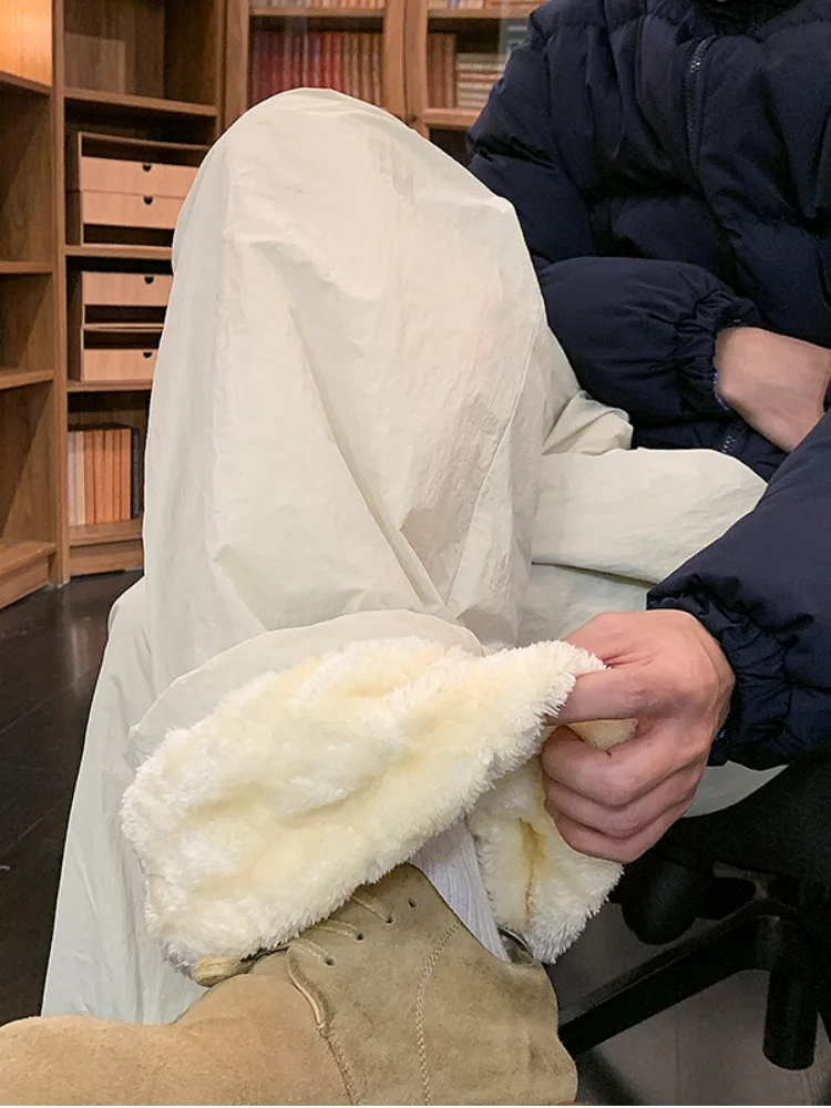 

Мужские зимние брюки из овечьего вельвета, утепленные, свободного кроя, прямые, модные повседневные хлопковые брюки для активного отдыха