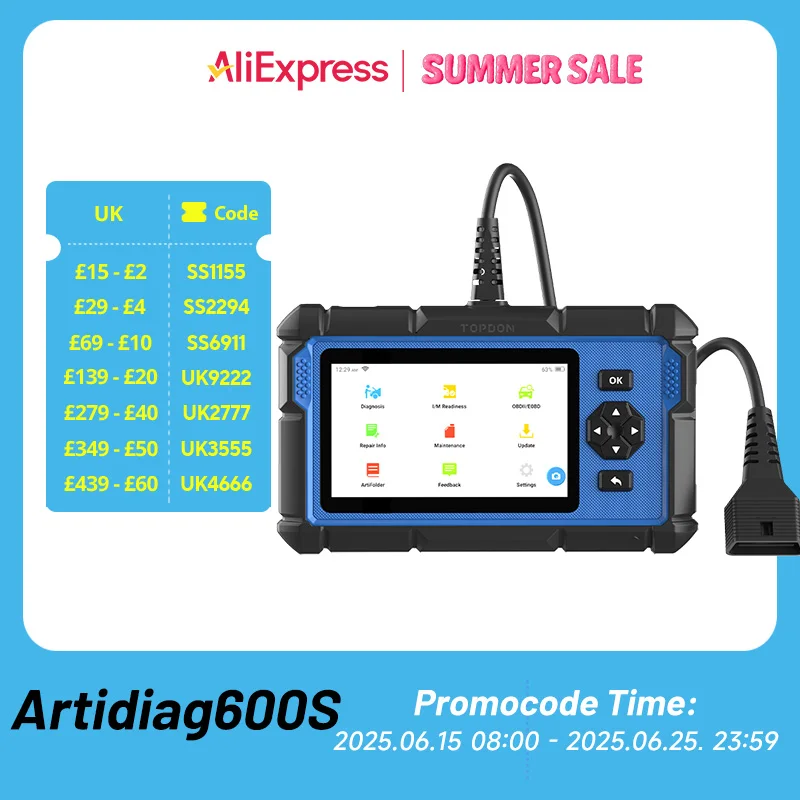 

TOPDON ArtiDiag600S OBD2 сканер автомобильный диагностический инструмент считыватель кодов масло/BMS/ABS/SAS/EPB/DPF/TPMS/дразменная заслонка тестовое сканирование двигателя