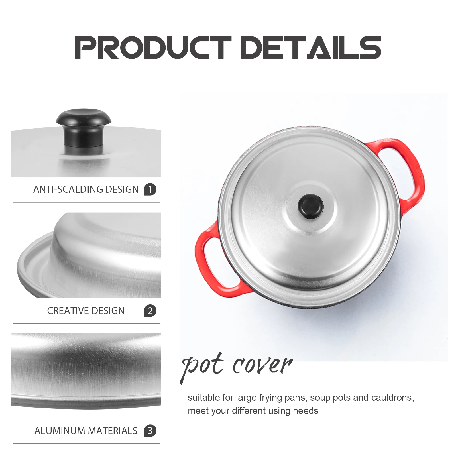 Aluminum Pot Lid Replacement Pan Kitchen for Pots Cookware Lids Small Food Cover