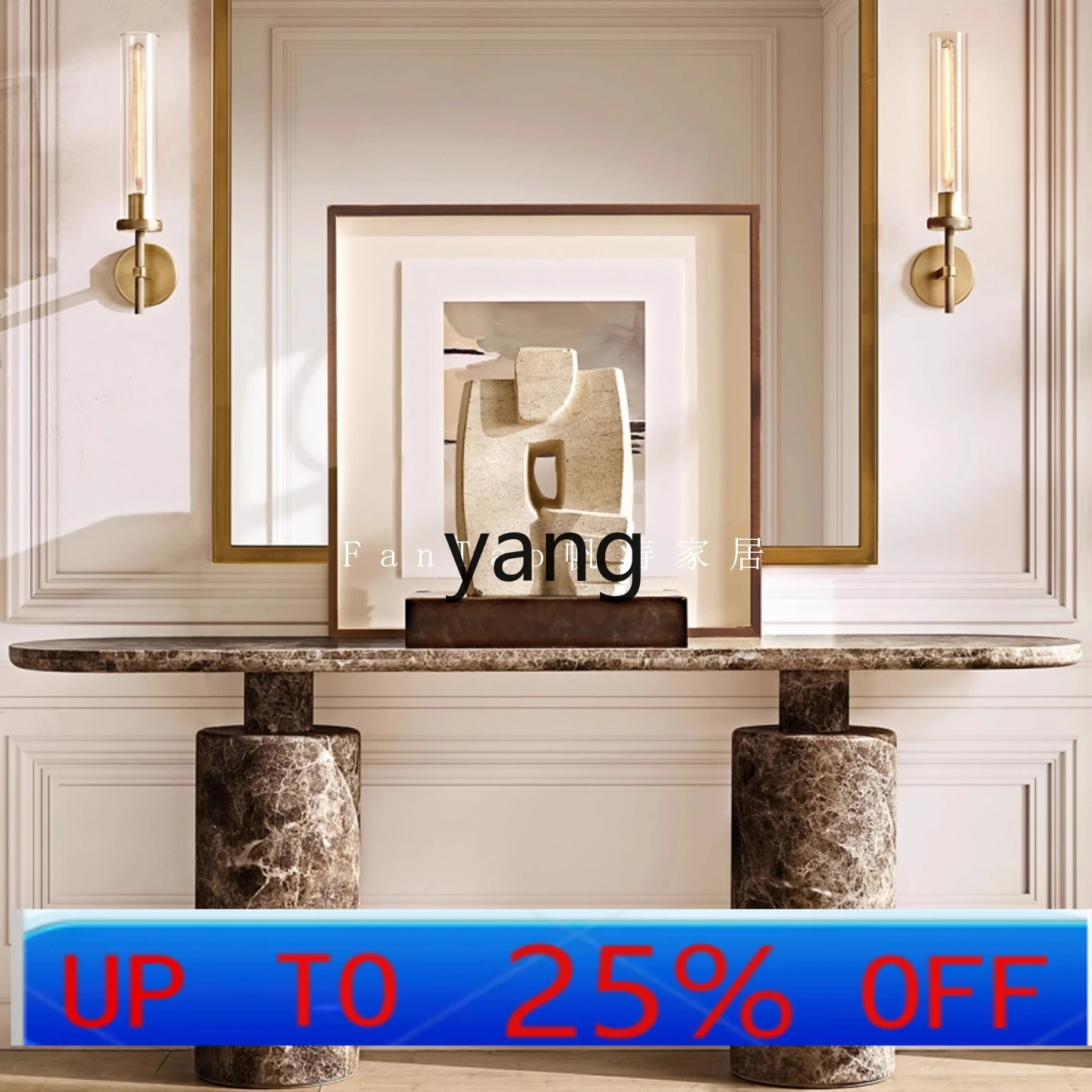 

Итальянский минималистичный стол из натурального мрамора для прихожей, длинный настенный стол для коридора виллы