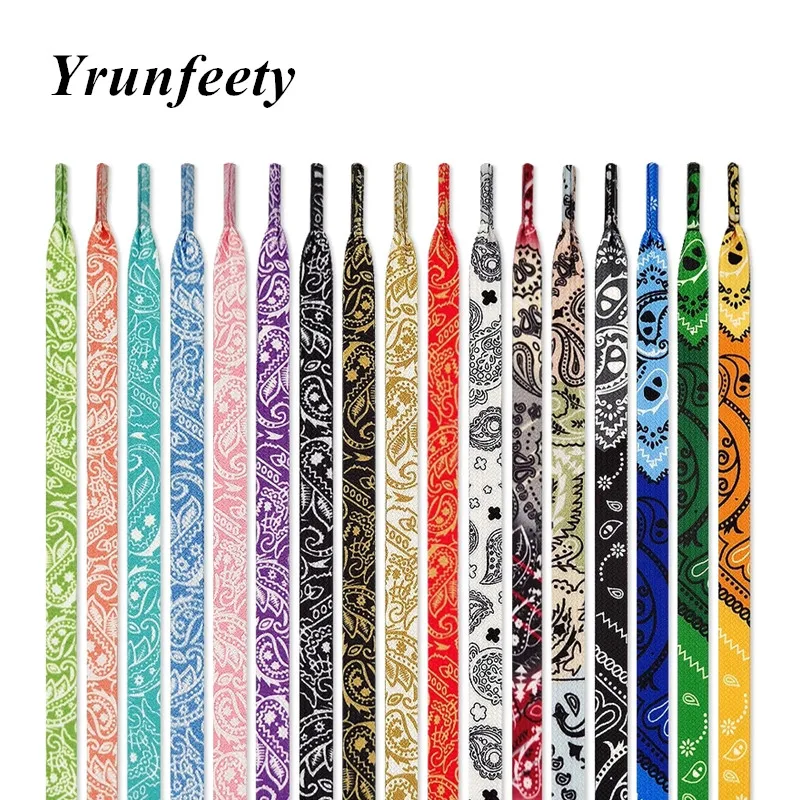 

New 2 Pairs Flat Paisley Shoelaces Running Athletic Shoe Laces Leisure Shoe Laces 8MM Colorful Flat Shoe Laces for Sneakers