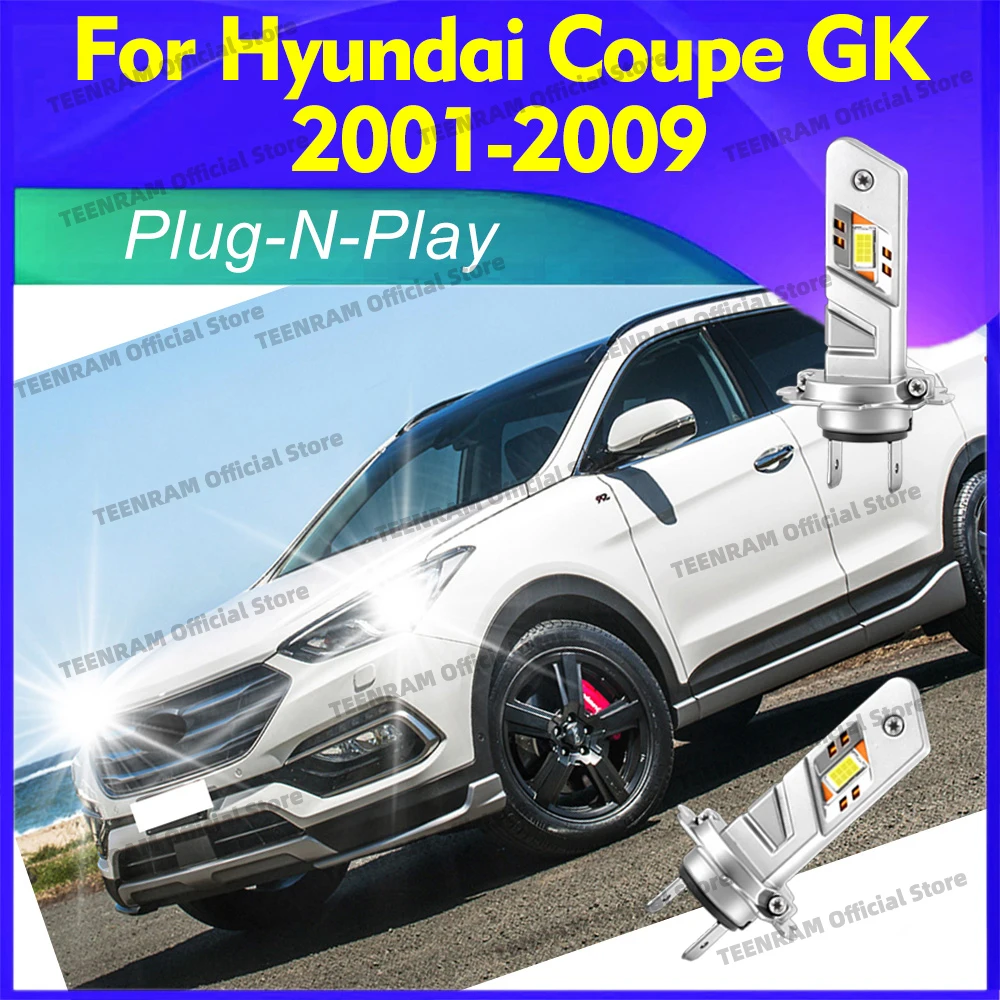 

2Pcs LED H7 Headlight Bulbs 6000K For Hyundai Coupe GK 2001-2009 2002 2003 2004 2005 2006 2007 2008 Auto Headlamp 30000LM 12V