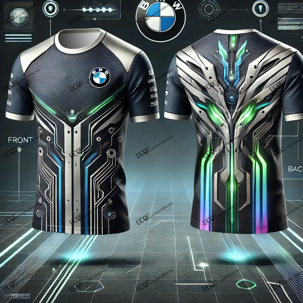 

НОВАЯ футболка BMW Racing TEAM Cyber Armor с 3D принтом, светящаяся мужская футболка Munich Motorworks Legacy Tech для взрослых, девочек, Moto-GP, повседневная