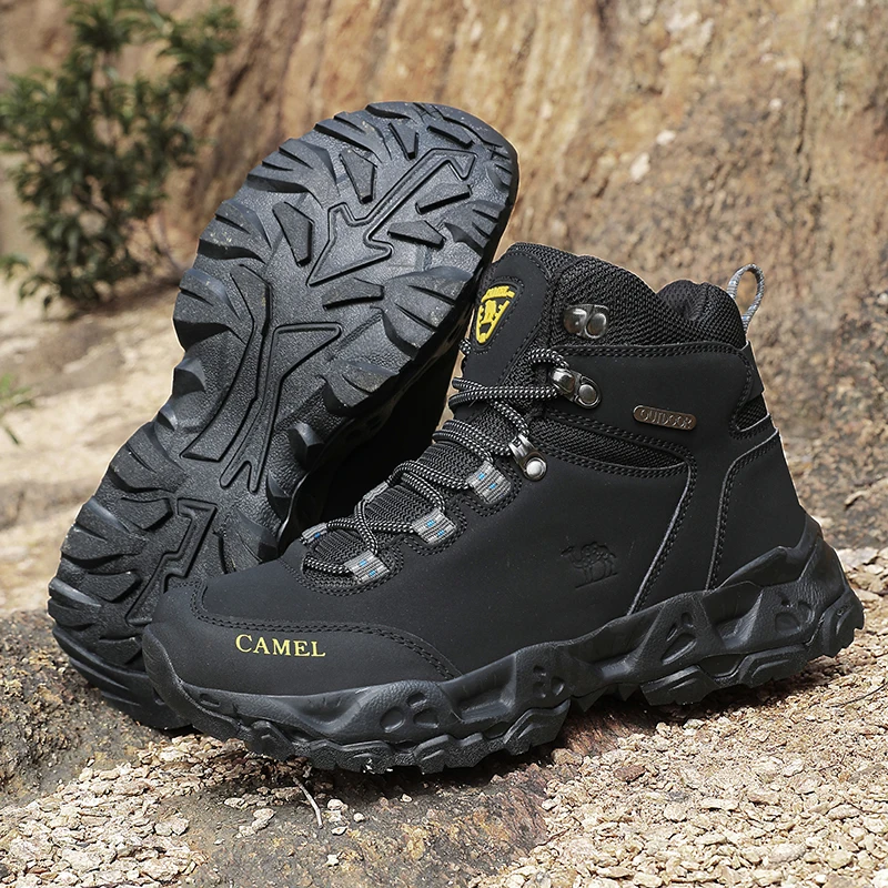 Outdoor Waterproof Hiking Shoes for Men  Leather Walking Sneakers Anti-Slip Climbing Trekking Shoes Comfortable Man Work Boots