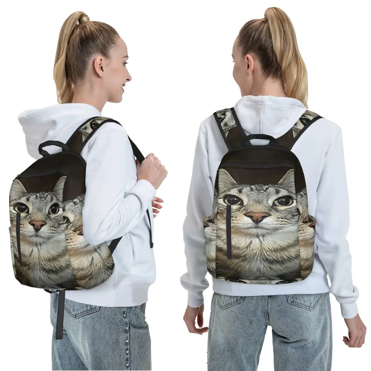 Cat Looking Directly At You Backpack Daypack Large Capacity Kids BookBag School Bag Shoulder Bags for Men Women