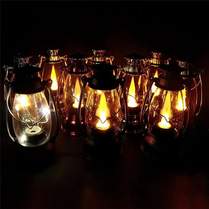 (A02R] Vintag Candle Lanterns for Indoors 12Pcs Mini Lantern with Flicker Candles Small Hanging Lanterns for Home Decor Black