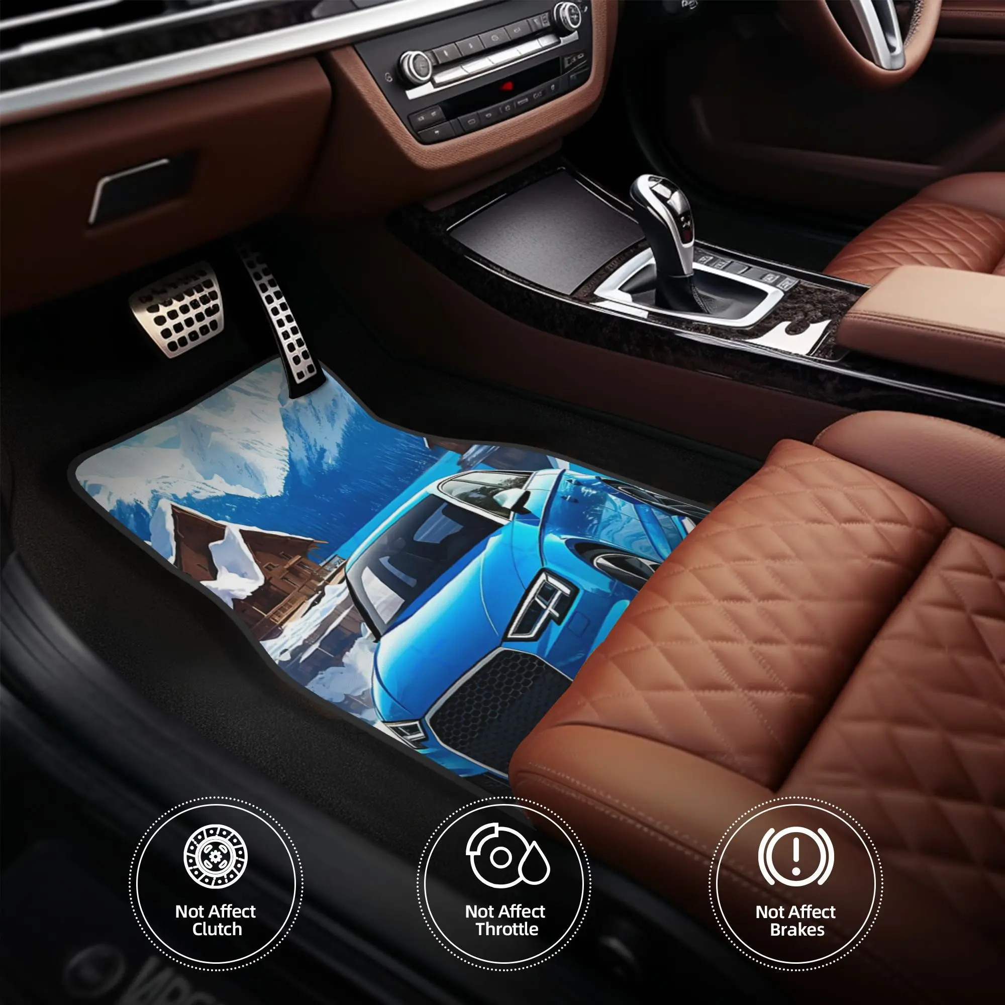 4pcs Alpine Beast Performance Sedan In Snow Pillow Floor Mats, Durable, Fit For Cars, Ideal Gift, Vehicle Interior Mats, Playfu