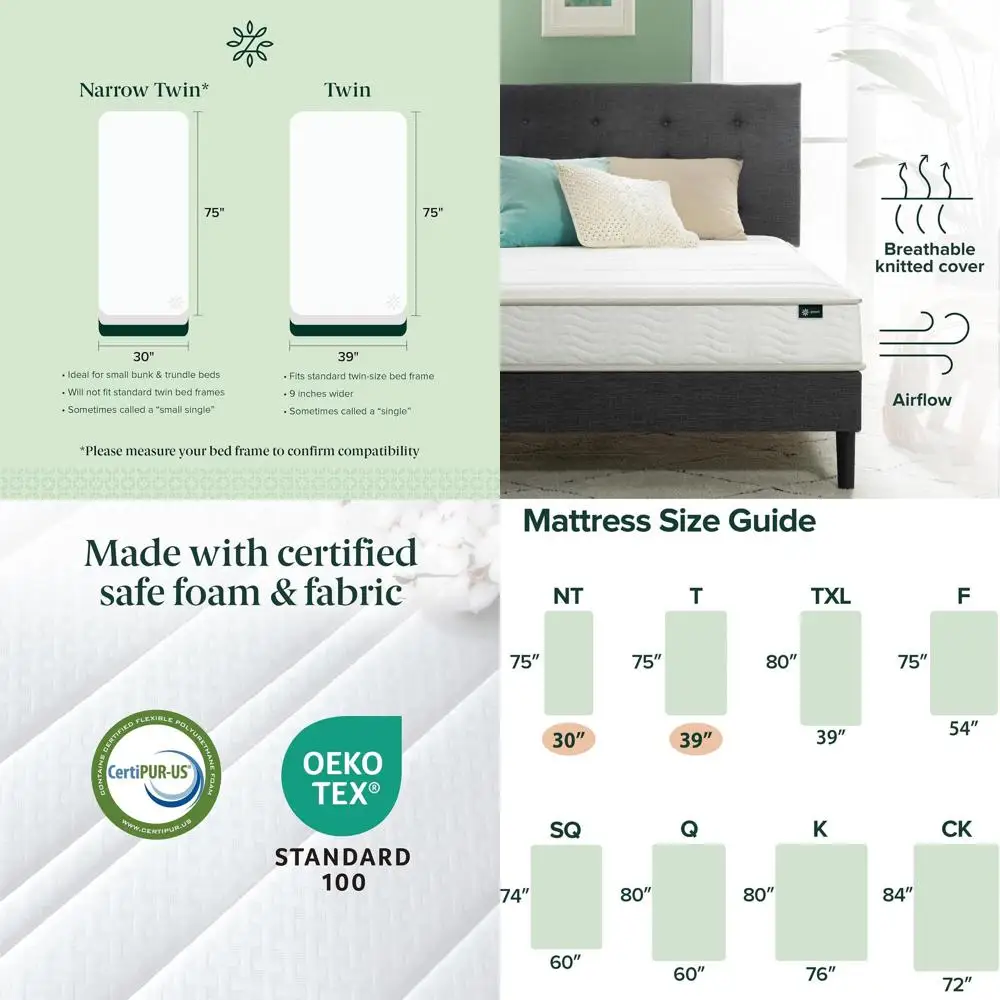 مرتبة إسفنجية ونابض هجينة مقاس 6 بوصات [إصدار جديد]، مزدوجة، متوسطة الصلابة، دعم متين، رغوة وأقمشة آمنة معتمدة، حصيرة