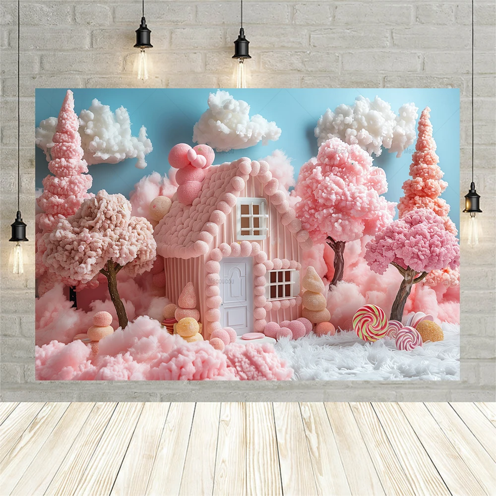 Sweet Candy Castle Girl\'s Birthday Backdrops for Photography Baby Shower Party Decor Photo Photographic Background Studio Shoot