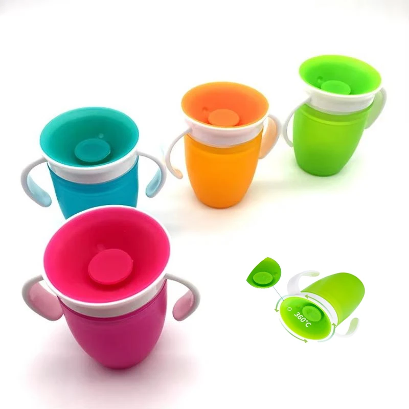 Toddler Magic Cup 360 Degree Spill Proof Baby Drinking Mug with Handles Leakproof for Water Juice Milk Learning at Daycare