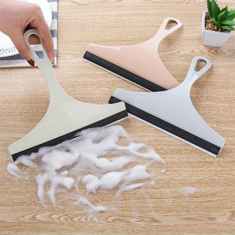 3 household cleaning bathroom mirror cleaners with silicone blade holder hooks, car glass shower wipers, window glass wipers
