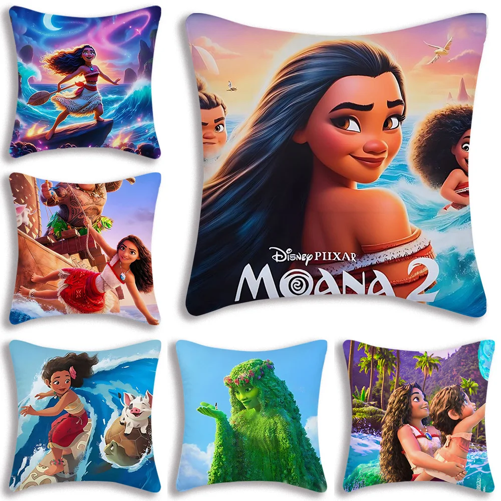 Pillow Covers Disney Moana Cartoon Sofa Decorative Home Double-sided Printing Short Plush Cute Cushion Cover