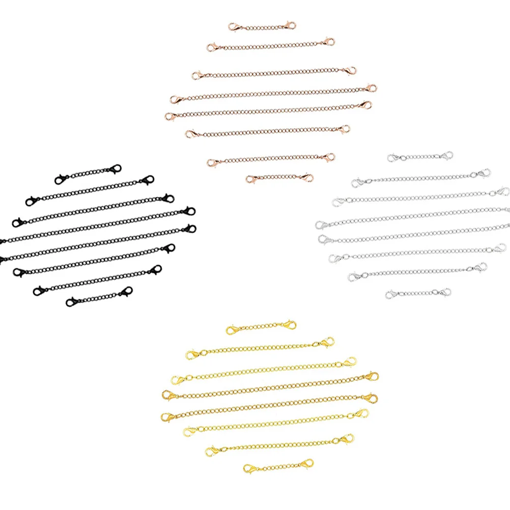 

5Pcs Black Stainless Steel Extender Chain Lobster Clasp Jewelry Extension Necklace Bracelet DIY Making Extender Chain