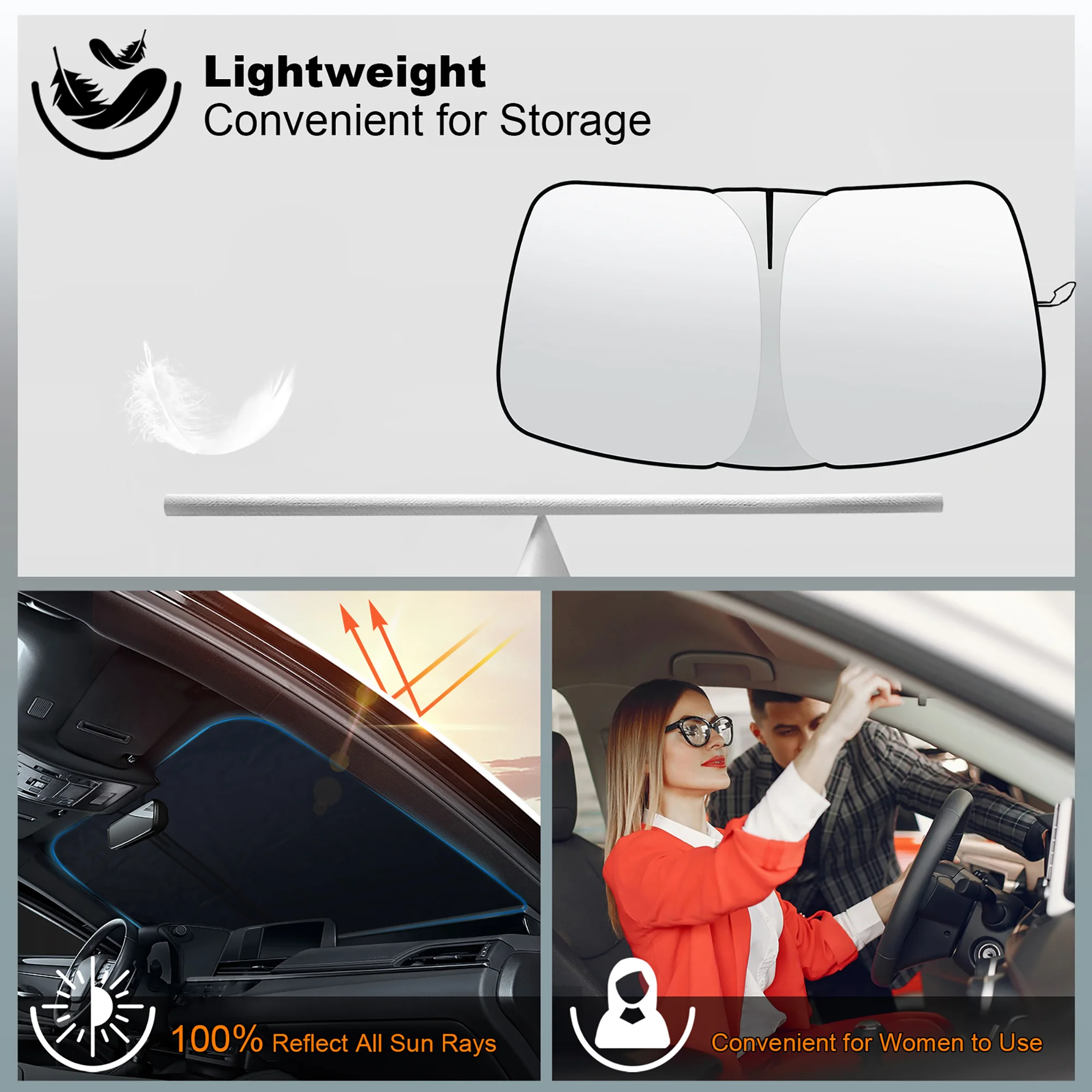 

Custom Windshield Sun Shade for 2019-2025 Chevrolet/Chevy Silverado 1500 Sunshade Foldable Sun Visor Protector Blocks UV Rays