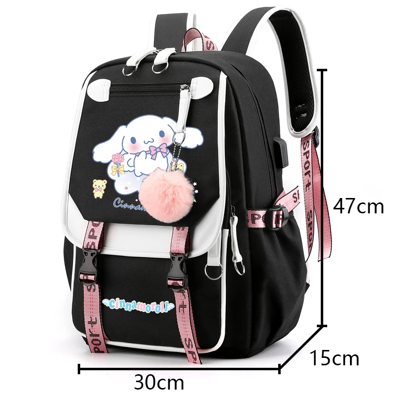 3Pcs/set Sanrio Cinnamoroll Backpack Canvas Backpack Mochila for Men Women Travel Bag Student Girl Boy Back To School Schoobag