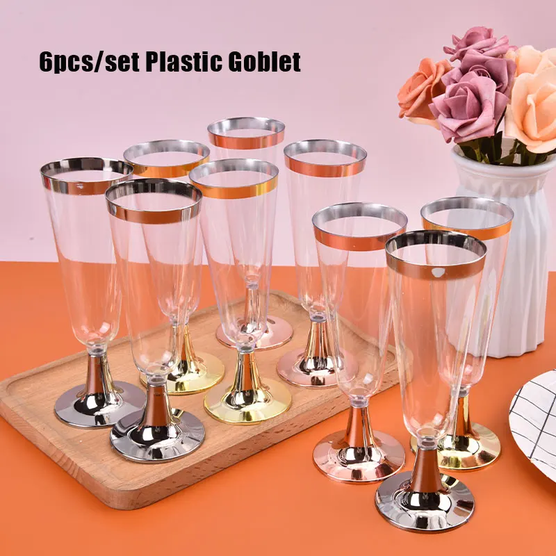 150ml Disposable Wine Glass Plastic Eco-friendly Champagne Flute Cocktail Tall Wedding Party Supplies Bar