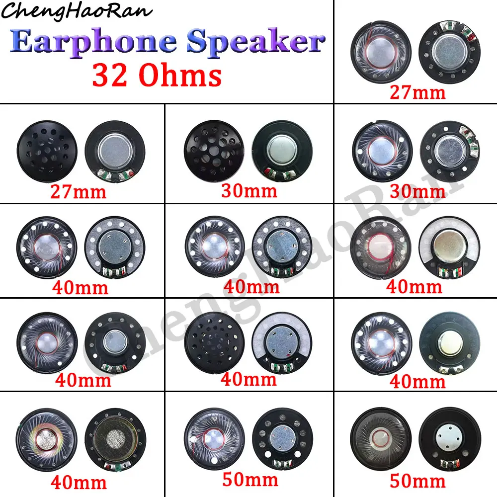 

2 Pcs 27mm 30mm 40mm 50mm 32 ohms Wireless Headphone Speaker Driver Neodymium HIFI Headset Horn Full Range Speakers