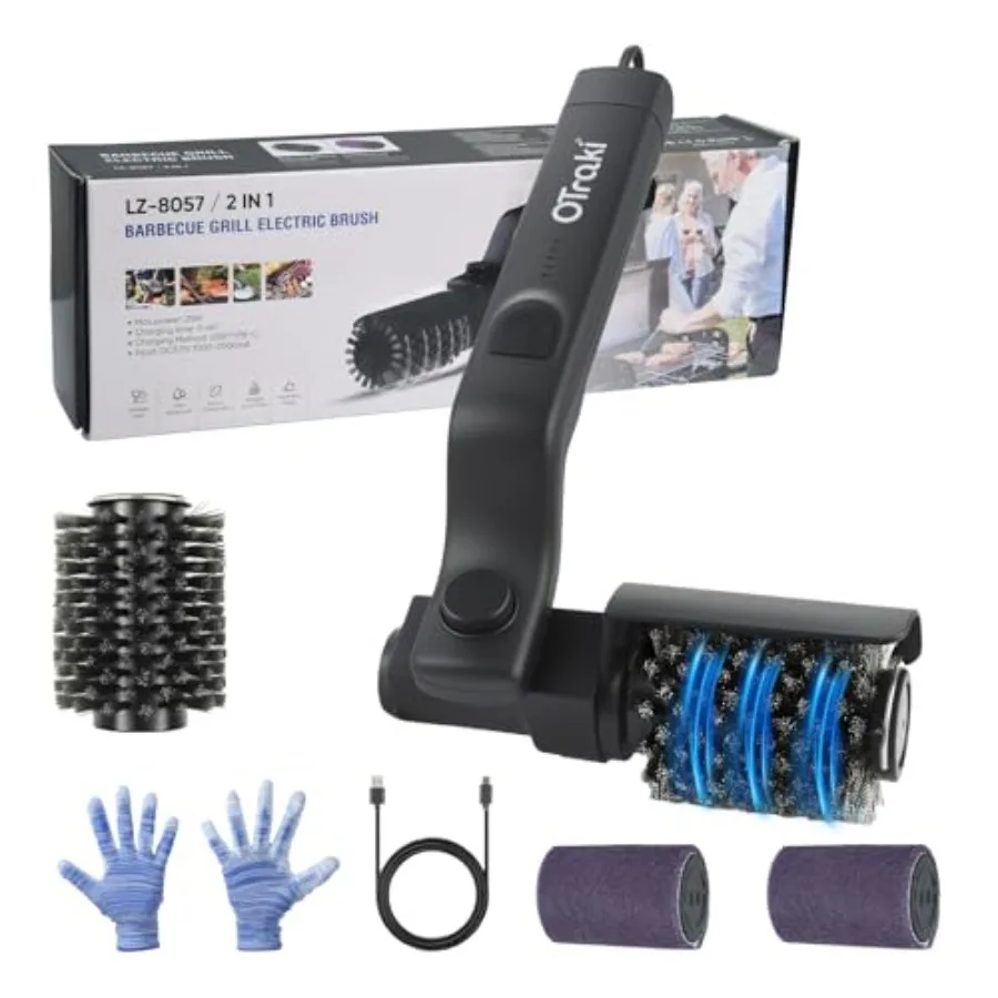 

Electric Grill Brush, 3 Speed Powerful BBQ Cleaning Brush with 180° Adjustable Head, Stainless Steel Wire Automatic Grill Clean