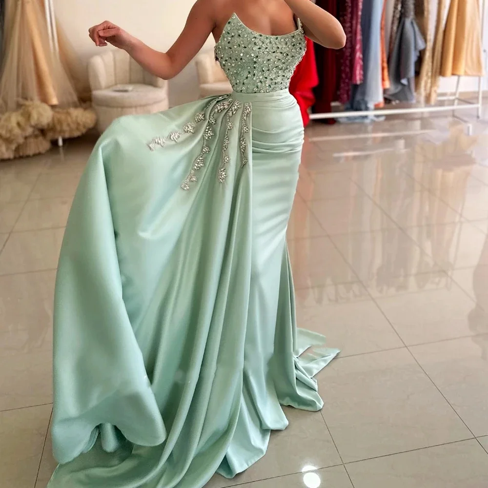 

Muloong Strapless Sweep Train Women Elegant And Pretty Luxury Prom Dress