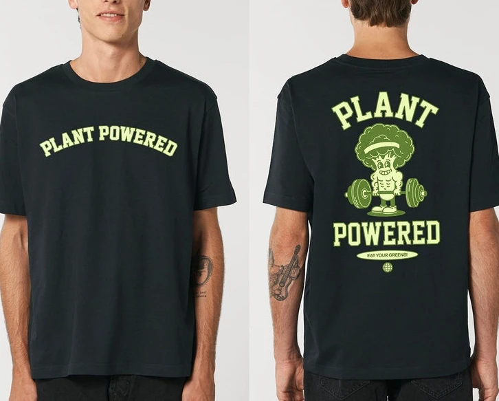 PLANT POWERED T Shirt Sustainable T Shirt Unisex Graphic T Shirt 100% Organic Cotton tee tops Vegan Vegetarian Plant Based Gift