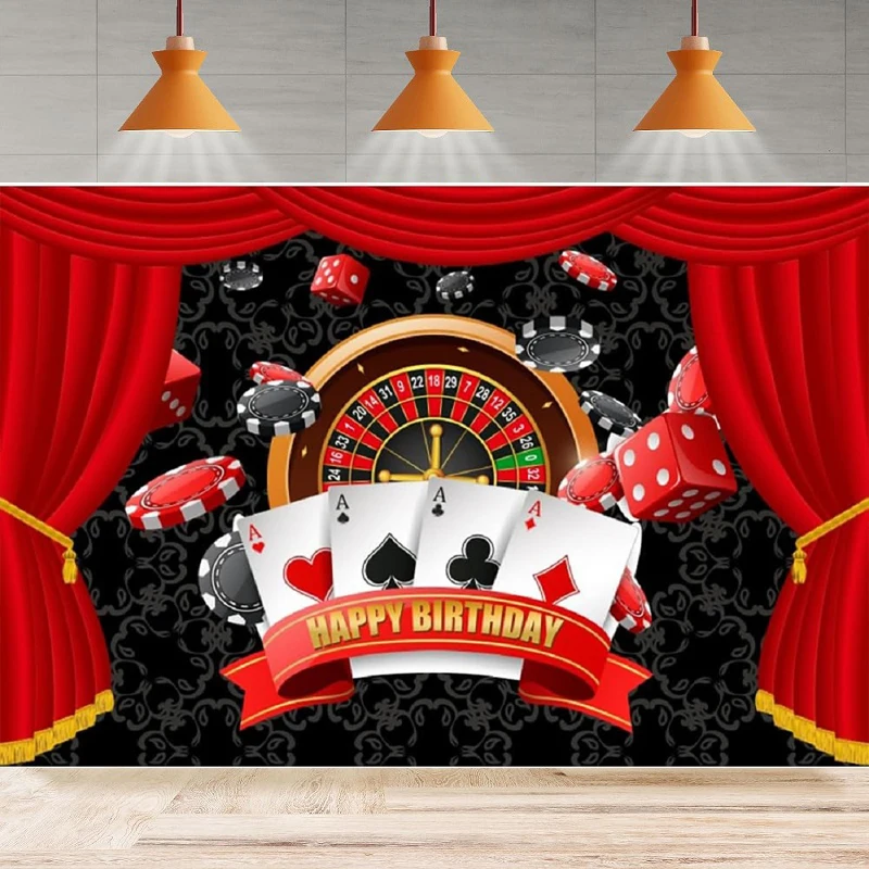 

Photography Backdrop Casino Night Las Vegas Night Birthday CasinoPoker Background Home Party Backdrop Wall Banner Decor