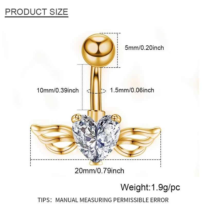 1pc Heart Navel Rings for Women Surgical Steel Sexy Mouth Butterfly CZ Belly Button Ring Navel Piercing Barbell Earring Jewelry