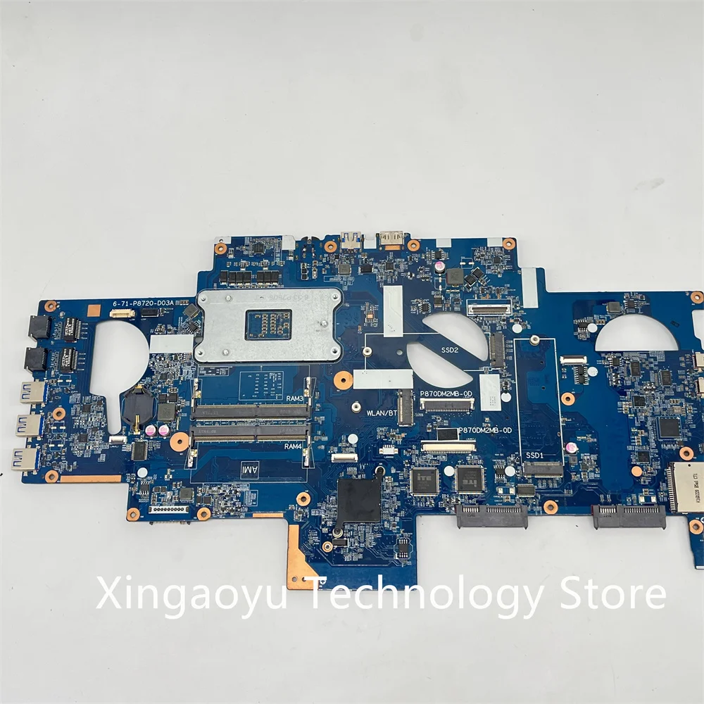 Original For CLEV0 P870DM20 P870DM Notebook Motherboard 6-77-P870DM20-D03A 6-71-P8720-D03A 100% Test Work